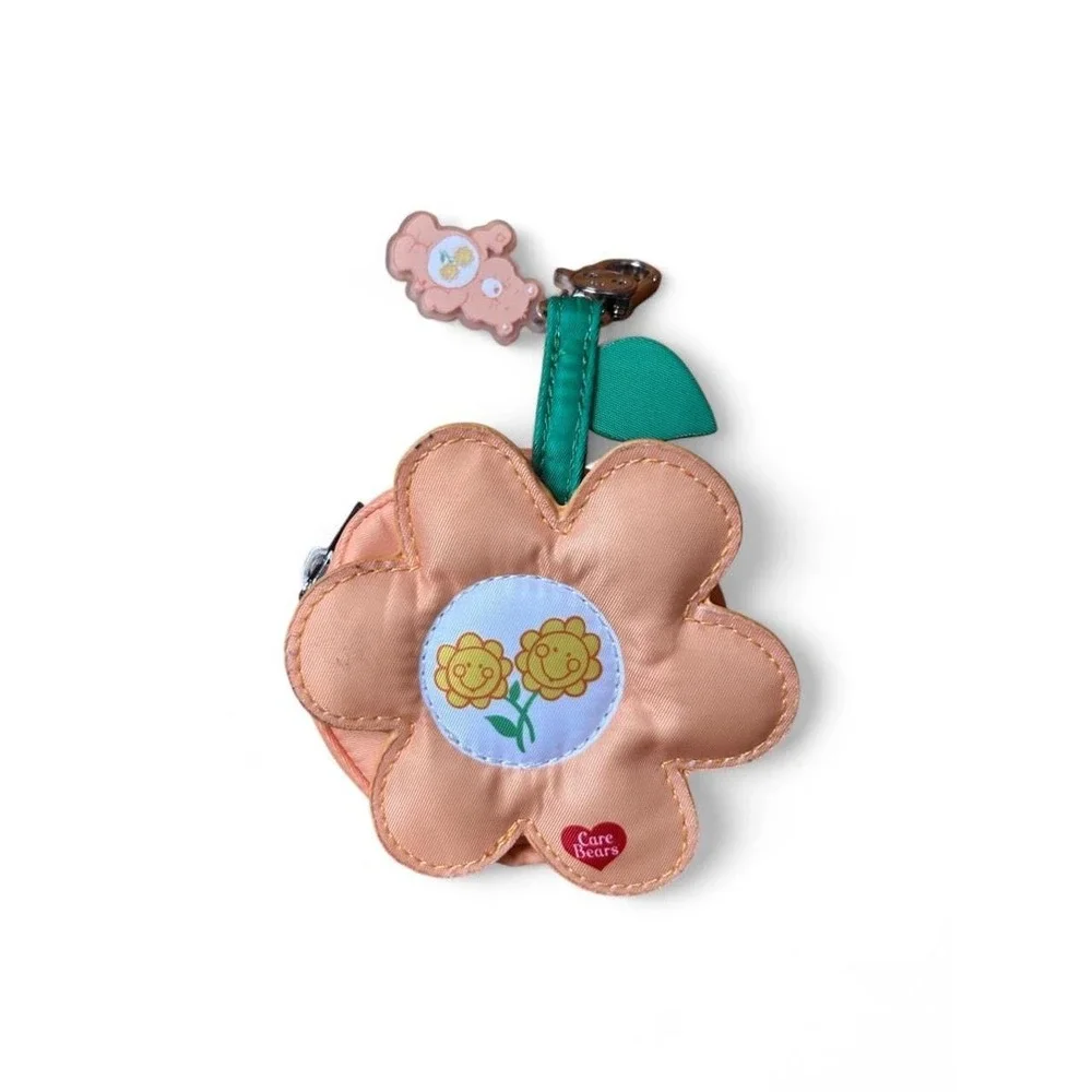 Coin Purse Care Bears 90s Nostalgia Peach Flower Keychain Bag Charm Kawaii Y2K